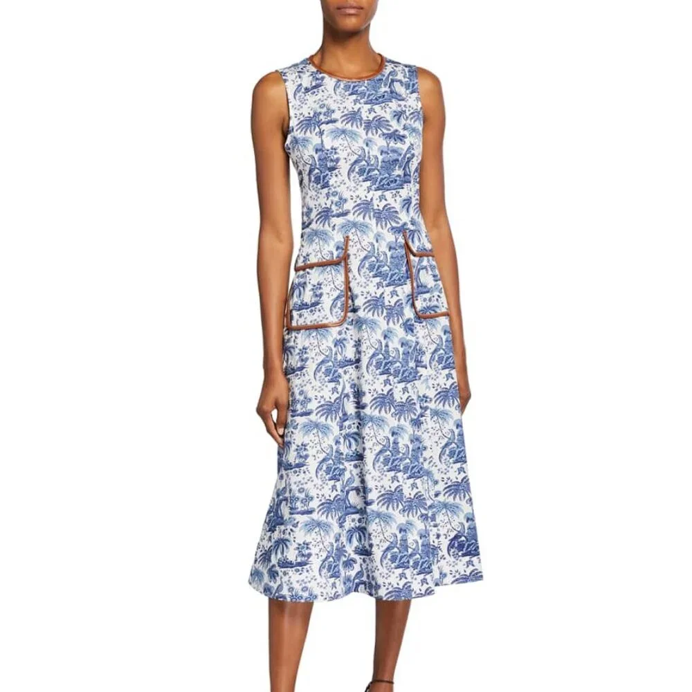 Staud Bait Toile Sleeveless Midi Dress - Picture 1 of 10